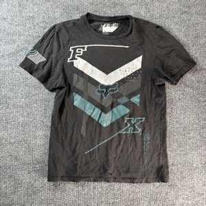 Fox Racing Shirt Mens Small Black Geometric Logo Graphic Tee Motorcycle Moto MX